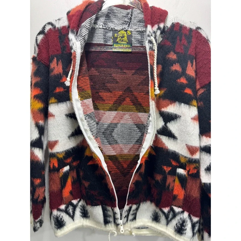 Tejidos Reminahui Native‎ Tribal Cabincore Sweater Hoodie Cardigan M Multicolor